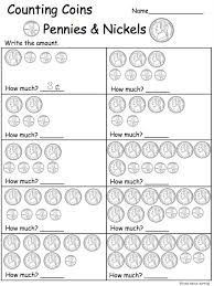 free counting money pennies nickels worksheet made by teachers