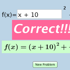 Quiz Generator W X2f Feedback Writing Quadratic Equations In Standard Vertex Form By Completing The Square Quadratics Completing The Square 9th Grade Math