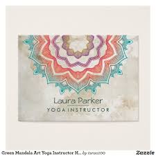 Green Mandala Art Yoga Instructor Holistic Business Card Zazzle Com In 2020 Mandala Art Mandala Mandala Design