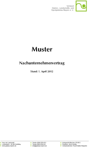 Änderungen, ergänzungen und nebenabreden bedürfen der schriftform; Muster Nachunternehmervertrag Stand 1 April Pdf Free Download