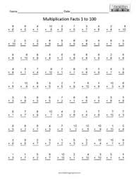 Phenomenal math facts worksheets 2nd grade. 100 Multiplication Facts 1 To 100 Teaching Squared