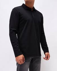 Casual Men Plain Color Polo Shirt Long Sleeve 18 90