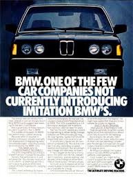 1982 Bmw 320i Vs Vintage Ad Bmw One Of The Few Car Companies Not Currently Introducing Imitation Bmw S Powered By A 1 8 Lit Bmw Bmw Vintage Bmw Classic Cars