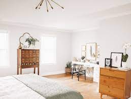 For ease of movement, leave a minimum of three feet between the bed and side walls or large pieces of furniture and at least two feet between the bed and low furniture, like tables and dressers. Master Bedroom Makeover Reveal Erin Spain