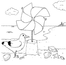 Kostenlose Malvorlage Vogel Mowe Und Windrad Zum Ausmalen