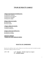 Lectii Tipuri De Reactii Chimice