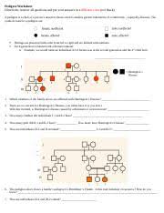 It is a recessive trait because generation ii does not have the disease and generations i and ii do have it. Pedigree Practice Docx Pedigree Worksheet Directions Answer All Questions And Put Your Answers In A Different Color Not Black A Pedigree Is A Chart Of Course Hero