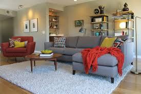 People love to watch their hard floors covered by the carpet. Mid Century Modern Living Room With Bookcases And White Shag Rug Midcentury Living Room Los Angeles By Madison Modern Home Houzz Uk