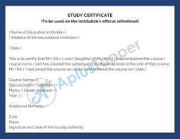 The letter format for an informal letter: Study Certificate Study Certificate Format Application Letter Form For School College Students A Plus Topper