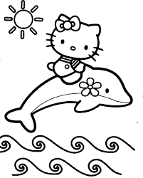 Hello Kitty With Dolphins Coloring Page Hello Kitty Colouring Pages Dolphin Coloring Pages Hello Kitty Coloring