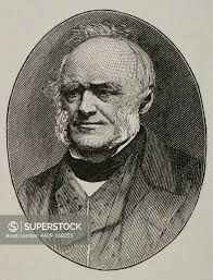 CHARLES LYELL (1797-1875). Abogado y geólogo británico, uno de los  fundadores de la Geología moderna. Destacó ene l uniformismo y gradualismo  geológico. Grabado de "Historia Universal", S. XIX.