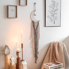 A boho chic atmosphere is mostly created with the consider this as subtle version of boho decor with a beatiuful lacy canopy, boho curtains, and. Macrame Woven Wall Hanging Moon Shaped Tapestry Boho Chic Bohemian Home Decor Wall Art Decor Beautiful Living Room Bedroom Door Decoration Home Decor Accents Home Ekbotefurniture Com