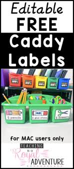 Caddy Labels Freebie Asd Classroom Preschool Organization Classroom Material