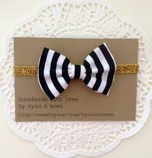 Black And White Striped Ribbon Bow Baby Bow Headband Black And White Striped Bow On By Ryanandwren 7 00 Baby Girl Bows Baby Bows Baby Bow Headband