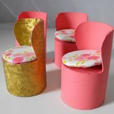 Doll Chair Made Of Toilet Paper Rolls Diy Barbie Furniture Cardboard Dollhouse Diy Dollhouse