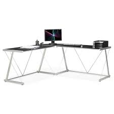 Grand Bureau D Angle Grand Bureau Dangle Design En Verre Tremp Noir Achat Vente Pc Gaming Setup Game Room Design Design