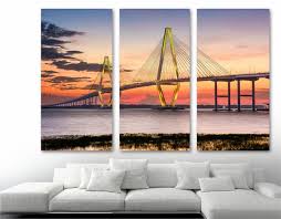 Looking for canvas art for your wall? Arthur Ravenel Bridge Canvas Print Wall Art 3 Panel Split Triptych Canvas Quest