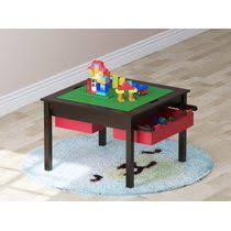 Utex 2 In 1 Kids Construction Play Table With Storage Drawers And Built In Plate Espresso Walmart Com In 2020 Lego Table Lego Table With Storage Play Table