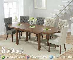 Set meja makan ini dilengkapi oleh 4 wingerchair. Set Meja Makan Oval Beigerline Kontemporer Extend 6 8 Kursi Samiharjo Furniture Jepara