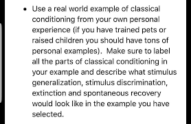 Solved Use A Real World Example Of Classical Conditioni Chegg Com