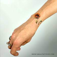 Sunflower Temporary Tattoo By Lena Fedchenko Set Of 3 Tattoodesigns Sunflower Tattoos Tattoo Styles Sunflower Tattoo Small