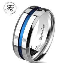 Men S Promise Ring Or Wedding Band Engraved Blue Inlay 8mm In 2021 Promise Rings For Guys Mens Promise Ring Engraved Promise Rings