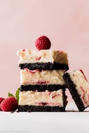 Arrange raspberries on bottom of crust. White Chocolate Raspberry Cheesecake Bars Sally S Baking Addiction