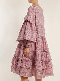 Geometric Print Tiered Ruffle Cotton Dress Horror Vacui Matchesfashion Com Us Model Pakaian Model Pakaian Hijab Pakaian Wanita