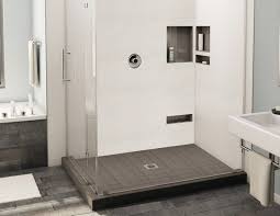 Redi Base Left Double Curb Shower Pan With Center Drain 36 D X 42 W Shower Pan Recessed Shower Shelf Shower Pans Bases