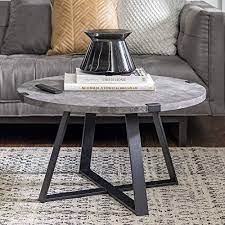Each piece of willow overlay is hand cut and beveled for a tight fit and uniform thickness. We Furniture Rustic Farmhouse Round Metal Coffee Accent Table Living Room 30 Inch Grey Concrete Buy Online At Best Price In Ksa Souq Is Now Amazon Sa Home