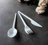 Disposable Plastic Cutlery Set 165mm Length PS Plastic Knife Fork Spoon and  Paper Towel White Custom for Takeaway