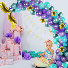 Amazon Com Mermaid Birthday Party Supplies 118pcs Mermaid Tail Balloon Garland Purple Green Gold Star Balloons Arch Tool Set For Mermaid Happy Birthday Baby Shower Party Favor Set Toys Games Looking for the words to say on a precious person's birthday? mermaid birthday party supplies 118pcs