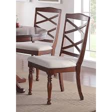 Poundex Bobokona Cross Back Dining Chair With Upholstered Cushion Set Of 2 Cherry Finish Dining Chairs Cross Back Dining Chairs Solid Wood Dining Chairs