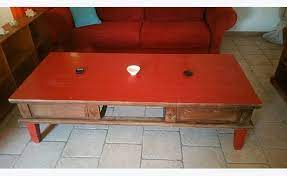 Only 1 available and it's in 4 people's carts. Red Painted Teak Coffee Table Furniture And Decoration Saint Martin Cyphoma