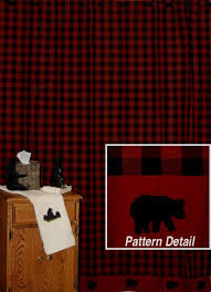 Black Bear Shower Curtain Bear Plaid Rustic Shower Curtain Rustic Shower Bear Bathroom Decor Rustic Shower Curtains