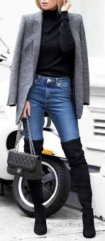 2019 2020 Sonbahar Kis Kombinleri Mavi Pantolon Siyah Kazak Gri Mont Siyah Kazak Sonbahar Kiyafetleri Mavi Pantolon