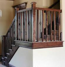 Iron is often paired with wood in a railing to create a warm rich look. Love Combo Of Metal And Wood Balusters Rustic Stairs Craftsman Staircase Wood Railings For Stairs