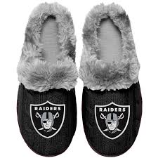 Women S Las Vegas Raiders Cable Knit Slide Slippers Slide Slippers Slippers Oakland Raiders Shoes