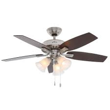Hunter Atkinson 46 In Indoor Brushed Nickel Ceiling Fan With Light Kit 52115 The Home Depot Ceiling Fan Hunter Ceiling Fans Brushed Nickel Ceiling Fan