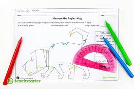 Measure The Angles Worksheet Dog Teaching Resource Teach Starter Angle Activities Angles Worksheet Types Of Angles