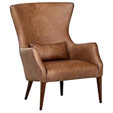 Amazon Com Rivet Parks Mid Century Modern Wingback Leather Chair 30 5 W Saddle Kitchen Dining Leather Wingback Chair Leather Accent Chair Leather Chair