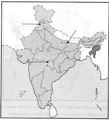 Jallianwala bagh street, related objects. Three Features A B And C Are Marked In The Political Outline Map Of India Identify These Features With The Help Of The Following Information Sarthaks Econnect Largest Online Education Community