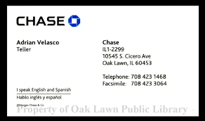 Chase sapphire reserve® best for small businesses and freelancers: Chase Bank Business Card 2012 Business Card For Chase Bank Located At 10545 S Cicero Avenue In Oak Lawn