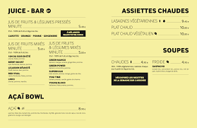 Carte Menu Cojean Jus De Fruit Cojean Lasagne Vegetarienne