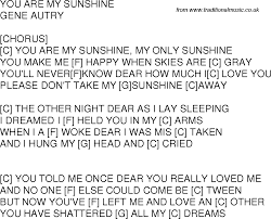 Old Time Song Lyrics With Guitar Chords For You Are My Sunshine C Song Lyrics And Chords Lyrics And Chords Songs