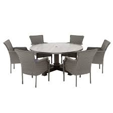 Hampton Bay Grayson 7 Piece Ash Gray Wicker Outdoor Patio Dining Set With Standard Midnight Navy Blue Cushi Patio Dining Set Gray Patio Furniture Blue Cushions