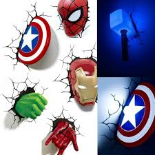 Avengers Wall Decor Lights Wall Decor Lights Superhero Wall Lights Marvel 3d Wall Art
