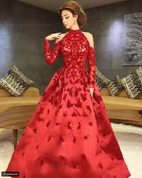 اجمل فساتين سهره للنجمات باللون الاحمر روعه Lace Evening Dresses Evening Dresses Long Formal Gowns