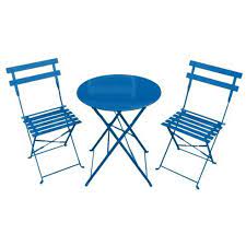 Tesco Direct Bentley Garden 3 Piece Metal Garden Patio Furniture Bistro Set Table 2 Chairs Blue Garden Patio Furniture Bistro Set Outdoor Patio Decor