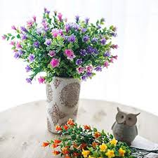 Historically, fake flowers have been in circulation for a long time. Artificial Flowers Fake Outdoor Flower Arrangements Cemetery Flower Decor Plastic Uv Resistant For Garden Table Centerpieces 4 Bundles Purple Pricepulse